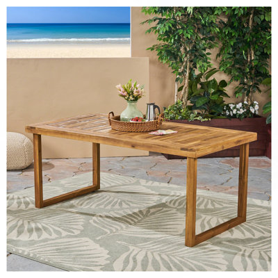 Table de salle à manger d'extérieur en bois d'acacia de 69 po, finition sablée naturelle