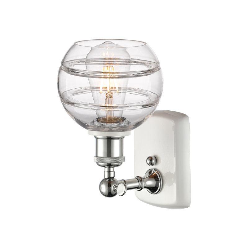 Applique murale 1 lumière Ballston Bienes, Transparent, H 8,88 po x l 5,88 po x P 7,06 po, Chrome poli blanc