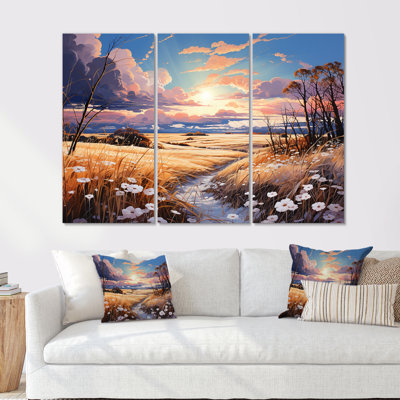 Ensemble de décorations murales Kawaii Paries Landscape At Sunset - Prairies