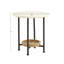 Table de bout ovale à plateau blanc et tablette naturelle, base en métal, décorez votre table de salon en couleurs, ajoutant de l'élégance à la pièce