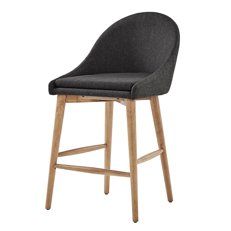 Tabouret de bar et de comptoir pivotant Loyd, Gris foncé, Naturel, Tabouret de comptoir (assise de 24 po de hauteur)