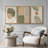 Mid Century Modern Boho "Organic Tropical Leaf Artwork, Neutral Abstract Warm Pictures, Framed Canvas 3 Pieces Giclee Print Wall Art-79731282-79731283