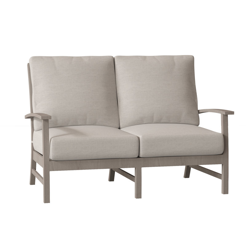Charleston Aluminum Loveseat - Oyster, Oyster, No Welt, Linen Snow