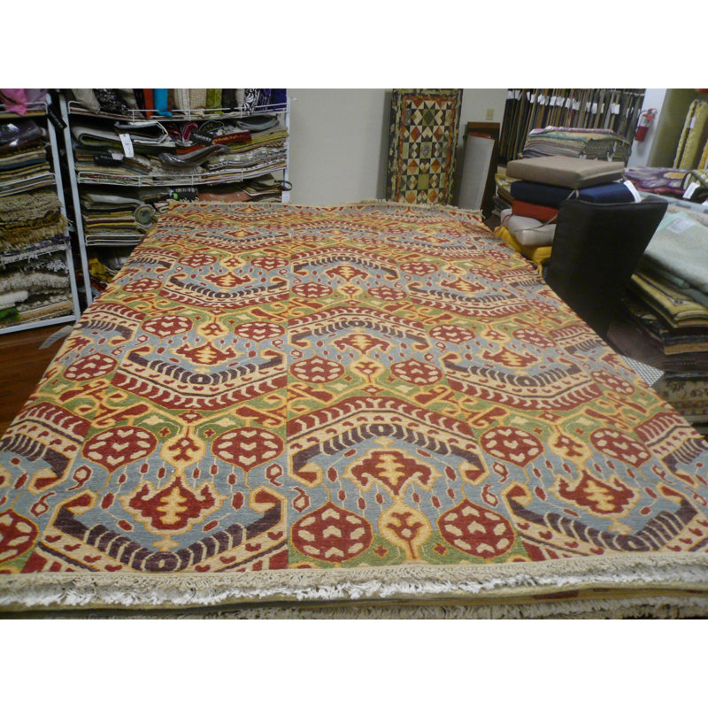 Tapis ikat en laine tissé à la main Saint-Paul, Rectangle 8 pi x 10 pi