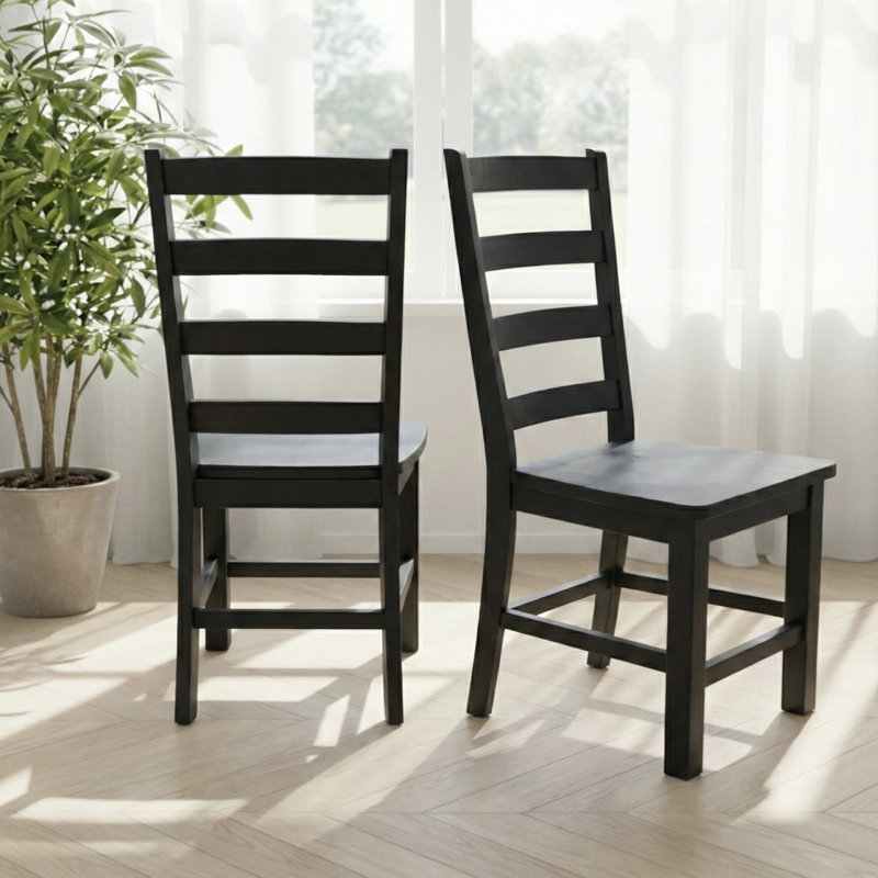 ENSEMBLE DE 2 CHAISE LATÉRALE EN BOIS REMINGTON À FINITION NOIRE, ENSEMBLE DE 2, Noir