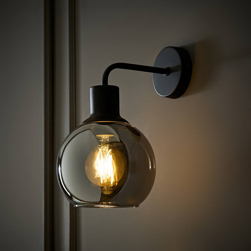 Bellamy Glass Wall Light, No, Matte Black
