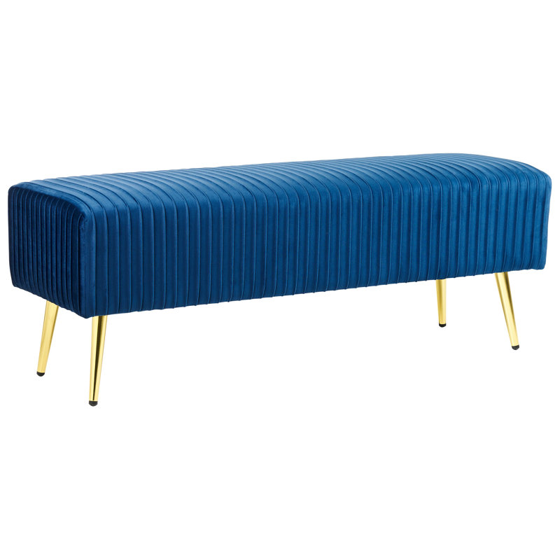 Mattawan Velvet Upholstered Bench, Blue