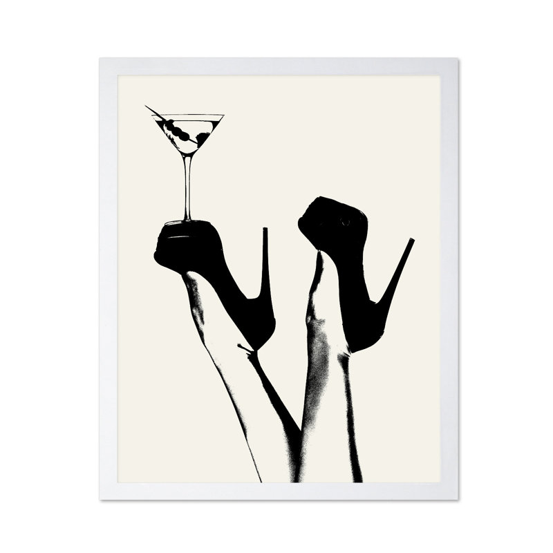 Martini et talons, Poster, White Framed, 08"H x 10"W