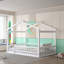 Structure de lit pleine grandeur avec clôture pour les adolescents - Pinewood, blanc, crée un espace confortable pour dormir et jouer-1099231609-1099231608