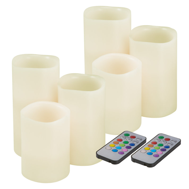 Bougies sans flamme à DEL - Ensemble de 6 bougies sans flamme à couleur changeante avec télécommande pour la maison, le mariage, la douche nuptiale et les décorations de Noël