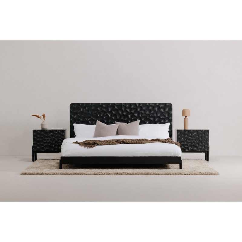Misaki Upholstered Bed, Black, Queen