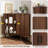 Fluted Corner Cabinet With Sliding Doors And Adjustable Shelves, Small Corner Floor Cabinet For Living Room, Kitchen