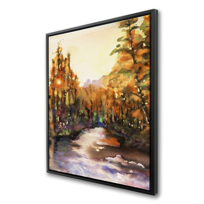 Merced River - Toile encadrée orange Hygge, décoration intérieure