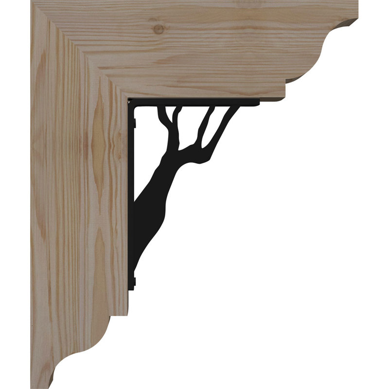 Support triple en acier Damon, H 12 po x P 9 1/2 po, Sapin de Douglas de l 3 1/2 po x T 2 po (lisse)