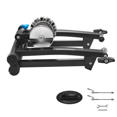 Entraîneur de vélo, roues de 26 à 29 pouces et 700C, support de vélo stationnaire pliable pour vélo d'exercice avec brochette à dégagement rapide et bloc de rehausse de roue avant, convient aux vélos de route, noir