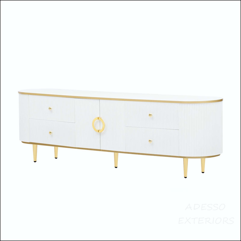 Meuble télé 70,9 po avec accents dorés et pieds en métal