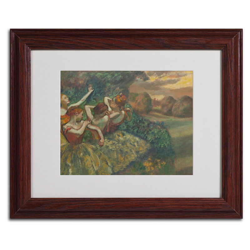 «Four Dancers 1899» par Edgar Degas, reproduction sur toile, Brown Framed Canvas, 11" H x 14" W x 0.5" D