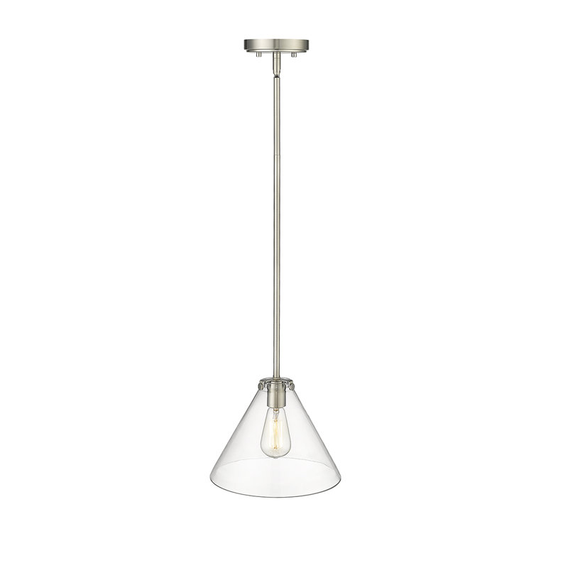 Luminaire suspendu conique à 1 lumière Greaves, Nickel brossé