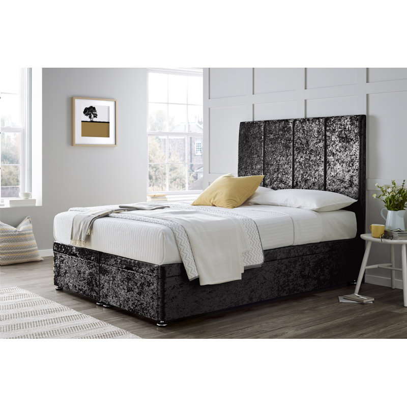 Divan Bed with 54" Floorstanding Headboard, Black, Super King (6')