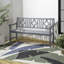 Banc d'extérieur 59 po en bois d'acacia massif avec dossier géométrique et accoudoirs Sloane-87691027