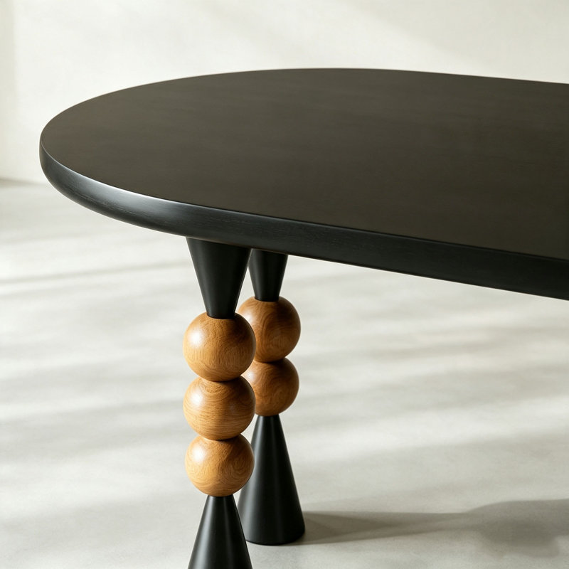 Table en bois de frêne rétro français, 5, 29.5" H x 70.9" W x 31.5" D