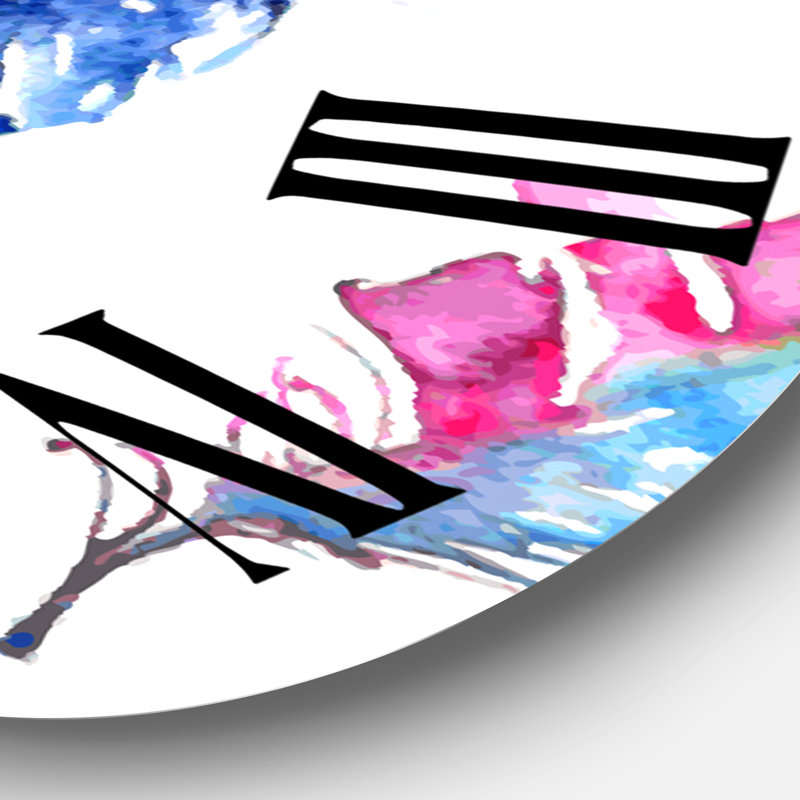 Ethnique plumes bleues - Horloge murale bohémienne et éclectique, Moyenne