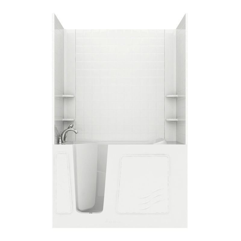 Tucson 60'' x 30'' Whirlpool Fiberglass Bathtub with Faucet, Left, White