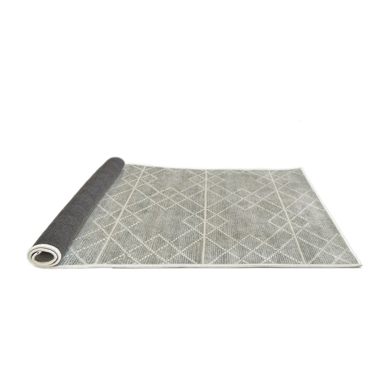 Tapis contemporain gris, Rond 6 pi