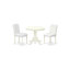 Ensemble de table de salle à manger 5 pièces comprenant une table de cuisine ronde avec piédestal et 4 chaises Parson revêtues de similicuir blanc, lin blanc-1325431809-1243050151-1326178731