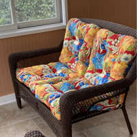 Lester Indoor/Outdoor Seat/Back Cushion Beachcrest Home Fabric: Red/Blue