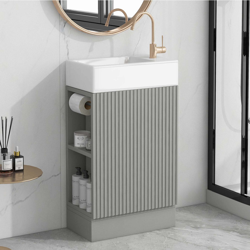 18.6" Bathroom Vanity With Sink, Gray