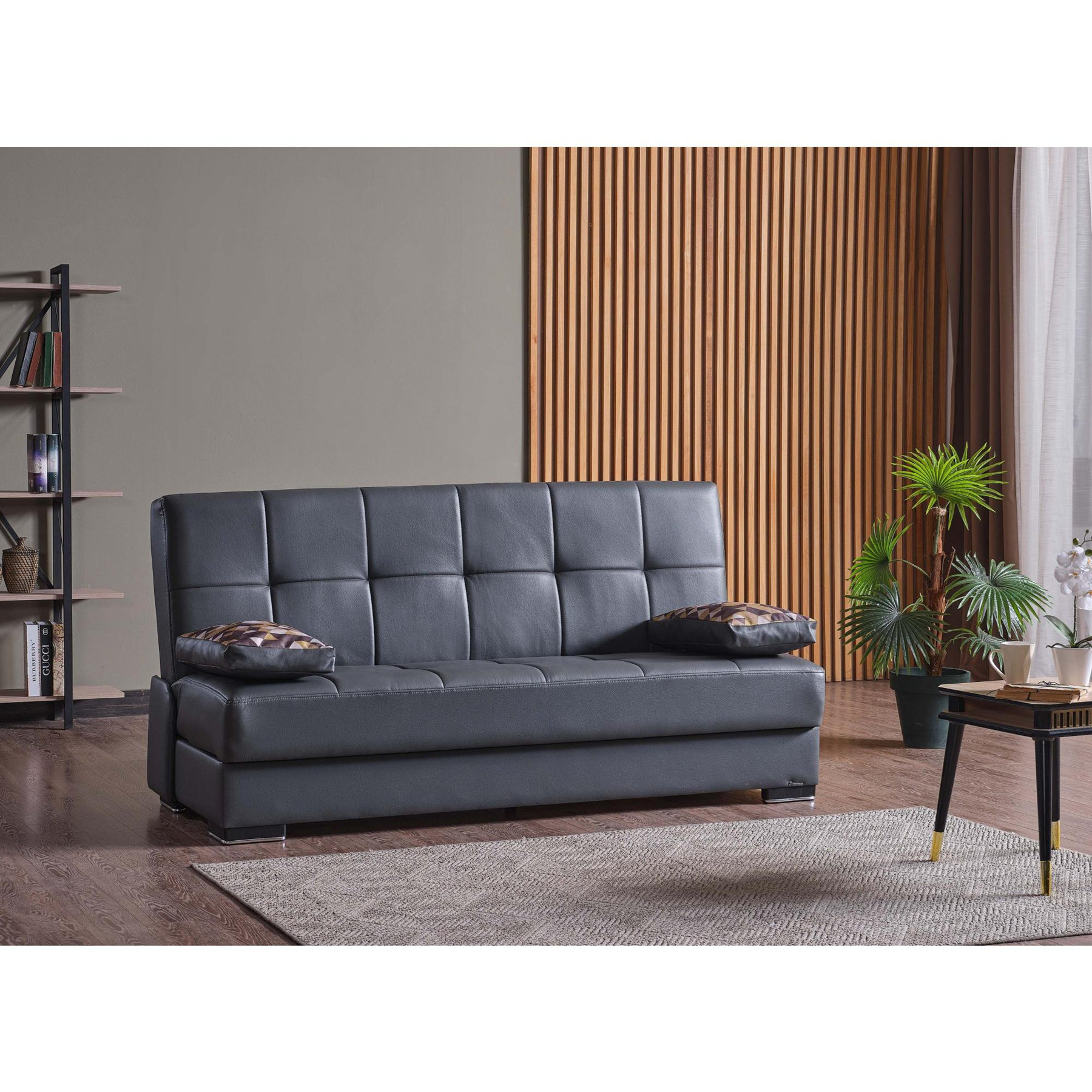 Hokku Designs Upholstered Convertible Sofa bed with Storage - Wayfair ...