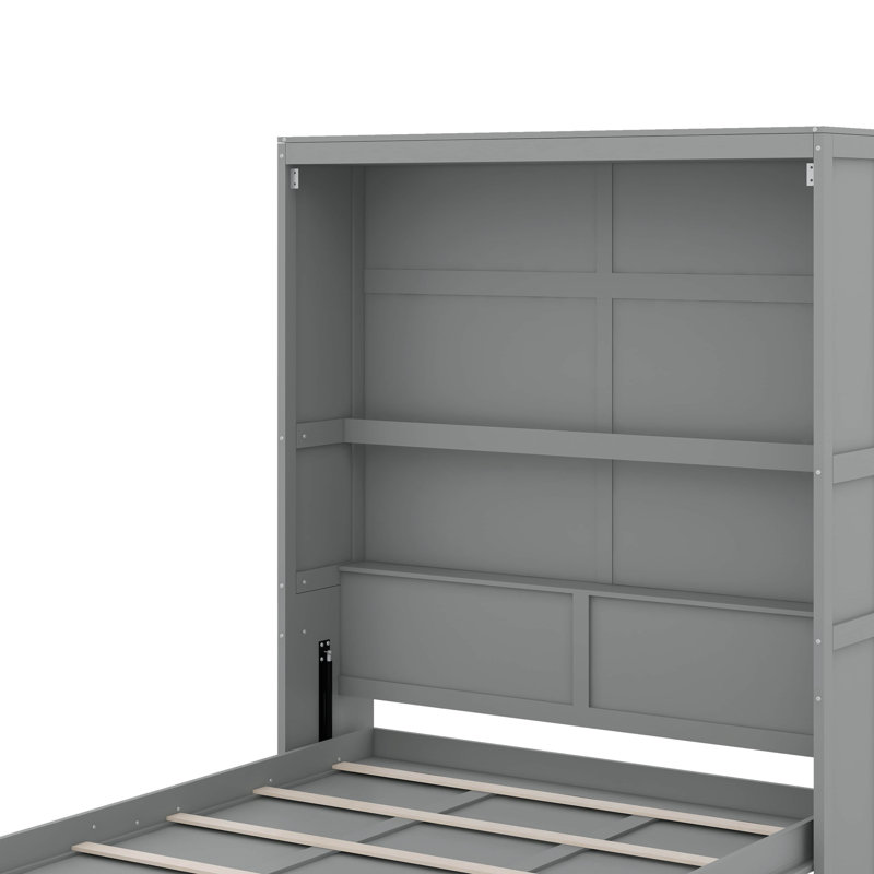 Lit escamotable mural avec tablettes Murphy, Grey, Grand lit