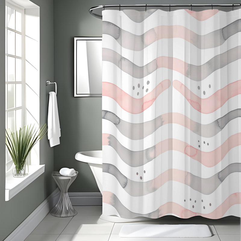 Shower Curtain w/ Bathmat, 70"W x 72"H