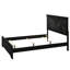 Lit double à panneau noir avec tête de lit tapissier et capitonnage à boutons scintillants pour une chambre à coucher élégante