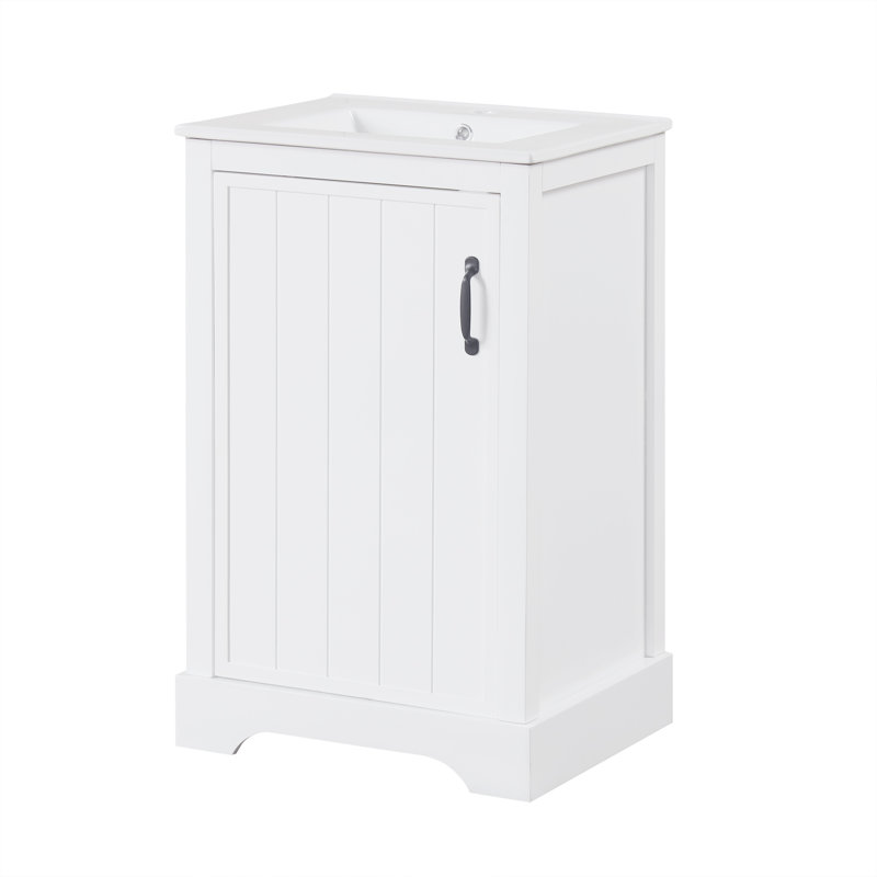 Meuble-lavabo 20 po avec comptoir en céramique, Blanc