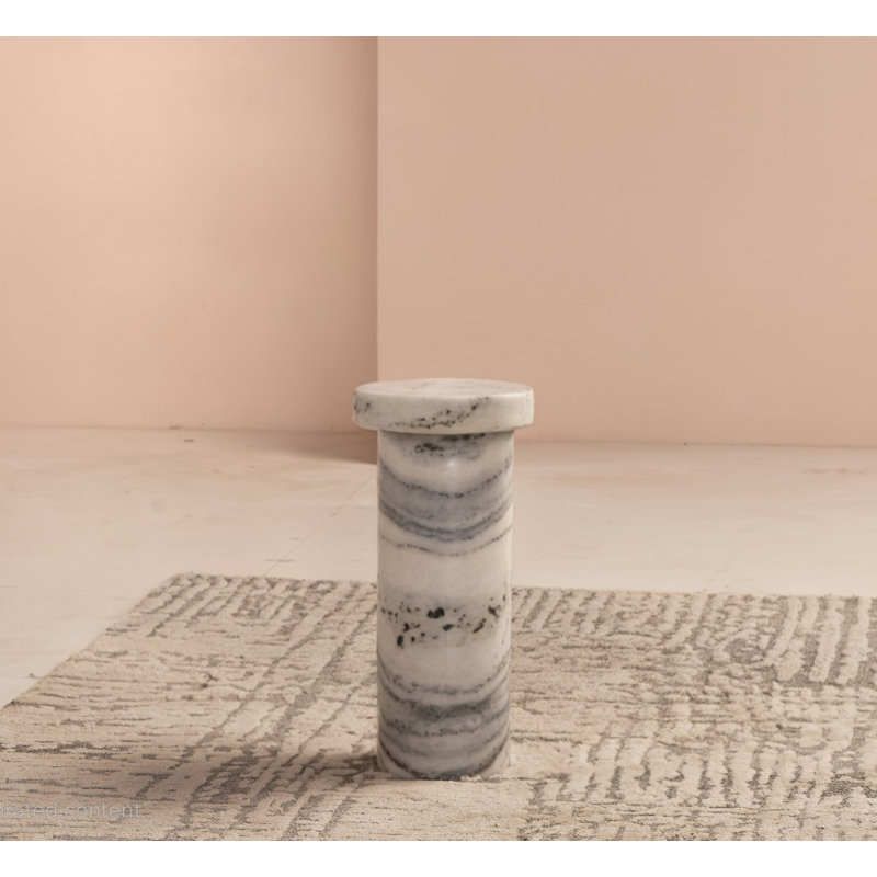 Siara White Round Accent Table, White/Gray