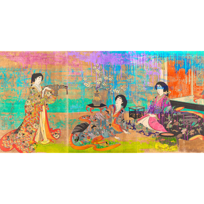 2EH5796 Japanese Print: Hommage To Chikanobu by Eric Chestier - Wrapped Canvas Print, 35cm H x 70cm W x 4cm D