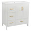 Meuble-lavabo 36 po avec lavabo, une armoire avec portes à fermeture douce, 4 tiroirs à fermeture douce, poignées en métal, blanc-116234480