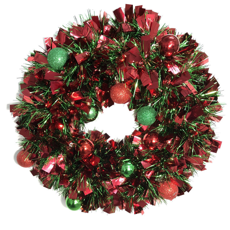 Couronne en faux plastique 20 po, Rouge / Vert