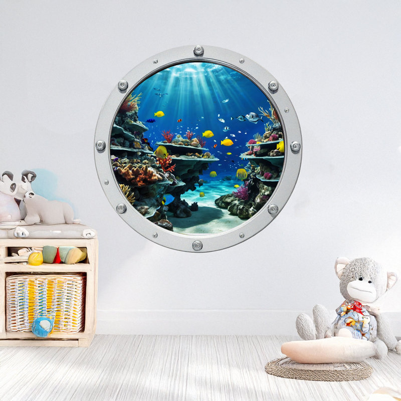 Coral Reef Porthole Wall Stickers, 65cm H x 65cm W