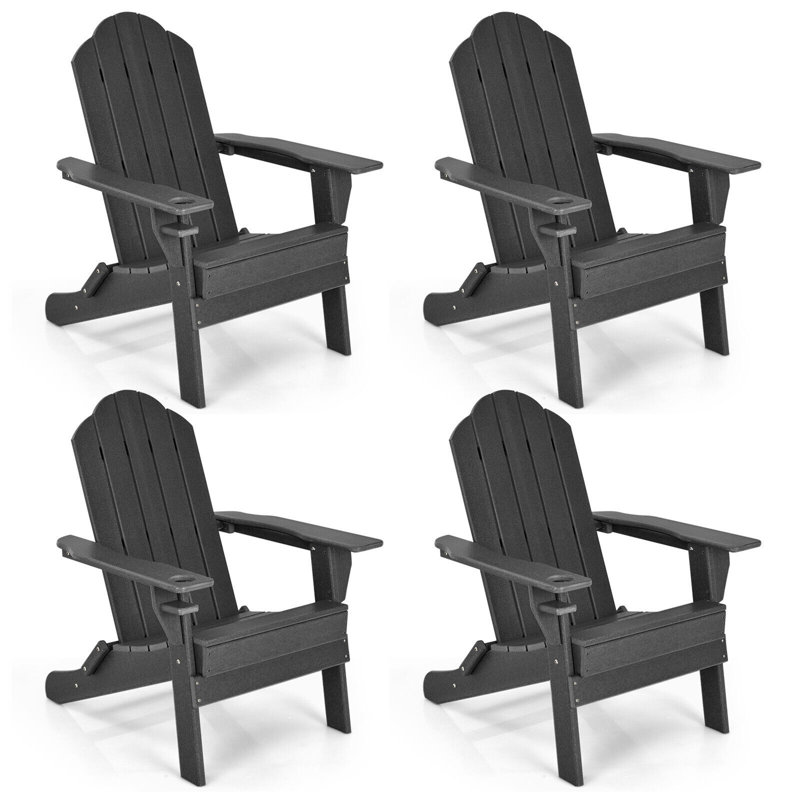 Chaise Adirondack pliante en plastique / résine Calina, Noir