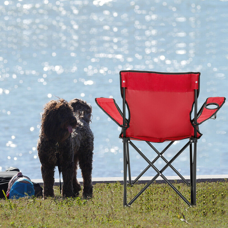 Red 2-Pack Portable Folding Camping Chairs with Cup Holders