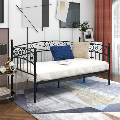 Metal Daybed Frame Multifunctional Mattress Foundation/Bed Sofa with Headboard by Charlton Home