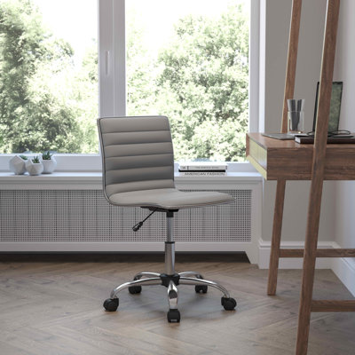 Merchiston Low-Back Modern Ribbed Upholstered Vinyl Swivel Desk Chair