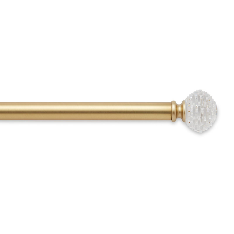 Brushed Gold Curtain Rod with Crystal Finials, 36"-72"
