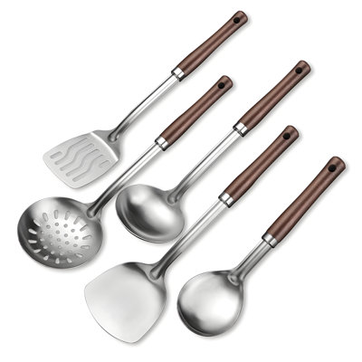 Stainless Steel Kitchen Utensil Set - Food Grade Cooking Spatula, Slotted Spoon, Ladle, And More - Essential Tools For Cooking And Serving