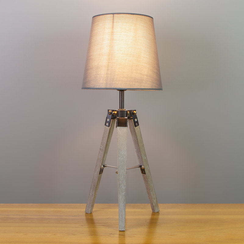 Wood Tripod Lamp, Grey