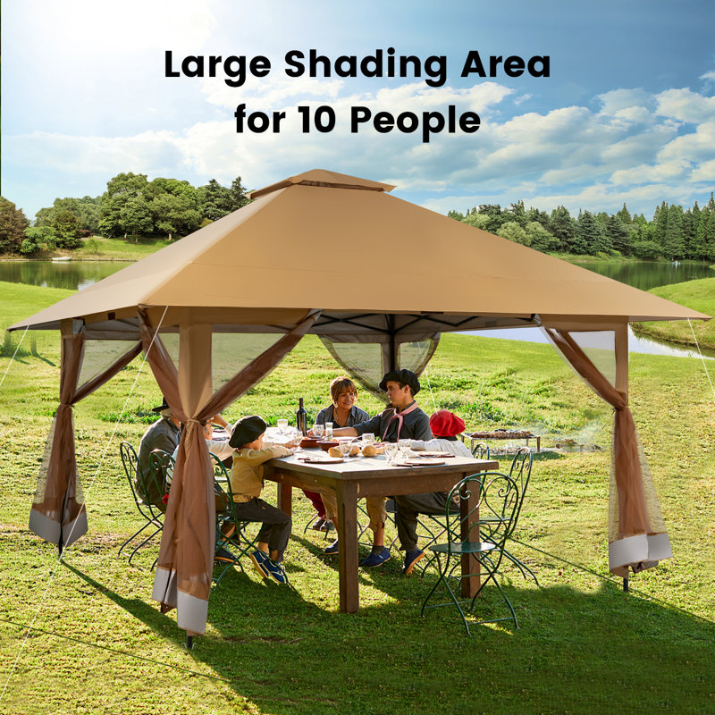  4m X 4m Pop Up Gazebo Canopy Tent W/ Netting Mesh Sidewalls