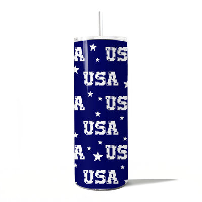 Gobelet 20 oz avec couvercle et tasse en acier inoxydable bleu marine USA